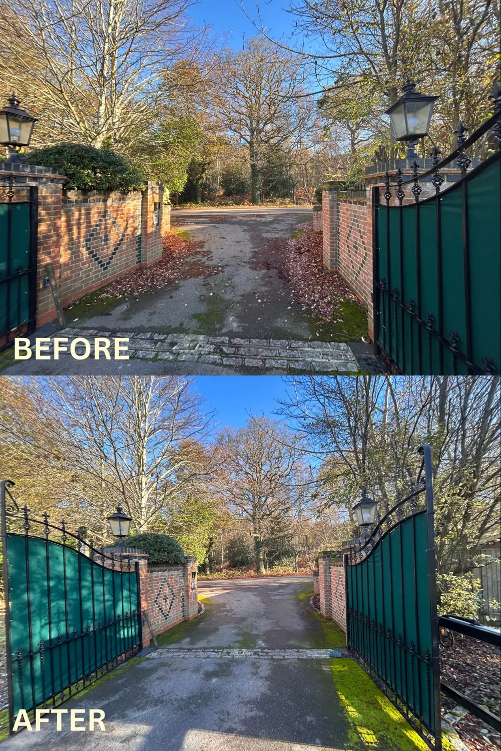Driveway clearance, before and after garden care
